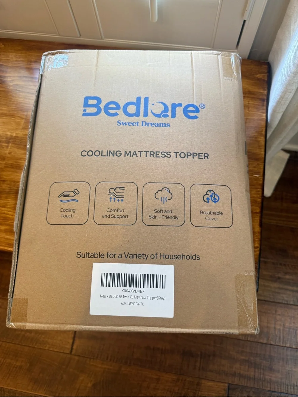 Bedlore Cooling Mattress Topper - Twin XL - Gray